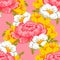 Abstract elegance seamless pattern with floral elements