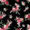 Abstract Elegance Seamless pattern with large watercolor flowers on black background.