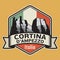 Abstract emblem with the Cortina, Dolomiti, Italy