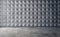 Abstract empty concrete interior with polygonal wall pattern. 3d rendering