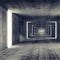 Abstract empty dark concrete tunnel interior