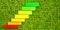 Abstract european energy classification label on grass background, energy consumption chart concept