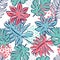 Abstract exotic leaves seamless pattern