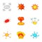 Abstract explosion icons set, cartoon style