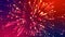 Abstract explosion of multicolored shiny particles like sparkles with light rays like laser show. 3d abstract background