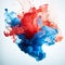 Abstract Expression Of Red And Blue Ink Swirling In Water. Dynamic Fluid Burst. Generative AI