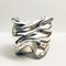 Abstract Expressionistic Sculpture: Melting Wavy Shapes In Chrome-plated Silver