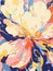 Abstract expressive artwork of flower. Colorful paint stains. Floral gouache or acrylic painting. Explosion and splash