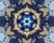Abstract extruded mandala with blue, brown, white