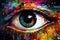 Abstract Eye digital painting impression photorealistic painting, psychedelic art