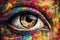 Abstract Eye digital painting impression photorealistic painting, psychedelic art