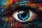 Abstract Eye digital painting impression photorealistic painting, psychedelic art