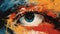 Abstract Eye Painting With Red And Orange Splashes - Realistic Impressionism