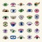 Abstract eyes. Colorful optical symbols eyes focused lens recent vector collection set