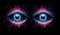 Abstract Eyes with neon coloured light streams