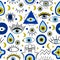 Abstract eyes pattern. Evil hand drawn turkish eyes trendy backdrop. Contemporary magical eye talisman seamless vector