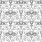 Abstract eyes seamless pattern. Ornamental ethnic background. Tribal decorative repeat backdrop. Black and white hand drawn