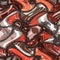 Abstract facet blured elements of mosaic in grenadine and white colors