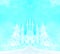 Abstract fairytale castle in the clouds in winter wonderland - abstract card