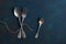 Abstract family concept. Cutlery on a blue background. Top view.