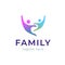 Abstract family icon. Together symbol. Template logo design. Community, love and support concept. People connection