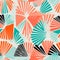 Abstract Fan Pattern On Coral: Vibrant Illustrations In Light Black And Light Aquamarine