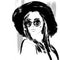 Abstract Fashion sketch woman with hat and sunglasses