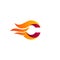 Abstract Fast fire logo with letter C icon template