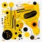 Abstract Fauvism: Vibrant Yellow And Black Elements On White Background