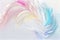 Abstract feather or leaves rainbow textile waves background. Holographic neon curved wave in motion. A soft background