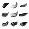 Abstract feather wings icons set