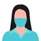 Abstract female nurse in respiratory mask. Woman face in protective medical mask. Vector illustration