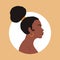 Abstract female shape. Fashion african girl silhouette, retro woman portrait for social media. Vector contemporary illustration
