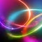 Abstract festive background with neon bokeh lights, glowing lines, vibrant multicolor wallpaper