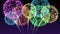 Abstract Festive Colorful Sparkling Furry Ball Fireworks Explosion On Dark Purple Starry Night Sky