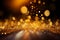 Abstract festivity Golden glitter spatter on a bokeh lighting background