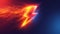 Abstract Fiery Lightning Bolt on Dark Blue Background