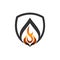 Abstract fire shield flame vector logo concept illustration logo template