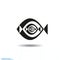 Abstract Fish icon, Inverse recursion, isolated on white background and shadow, monochrome