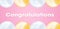 Abstract flat lay pink and white balloons on pastel pink wide background with text concept for Happy birthday party, empty space