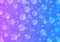 Abstract Floating Bubbles, Hearts and Sparkles in Blue and Violet Gradient Background