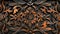 Abstract floral carving background with wooden texture, carved flowers and leaves, botanical hand made ornament, organic