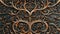 Abstract floral carving background with wooden texture, carved flowers and leaves, botanical hand made ornament, organic