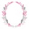 Abstract floral oval frame Gray and pink color