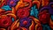 Abstract floral pattern on vibrant silk textile, showcasing indigenous culture generated by AI generated by AI