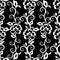 Abstract floral seamless pattern, vecto background. White floral ornament with curls on a black backdrop. For fabric design, wallp