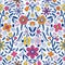 Abstract floral symmetrical vector seamless pattern