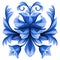 Abstract flowers illustration, blue gzhel floral design element