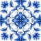 Abstract flowers seamless pattern, blue white gzhel ornament