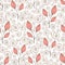 Abstract flowers seamless pattern, outline hand drawing, minimalistic illustration, vector background. Pink closed flower buds, st